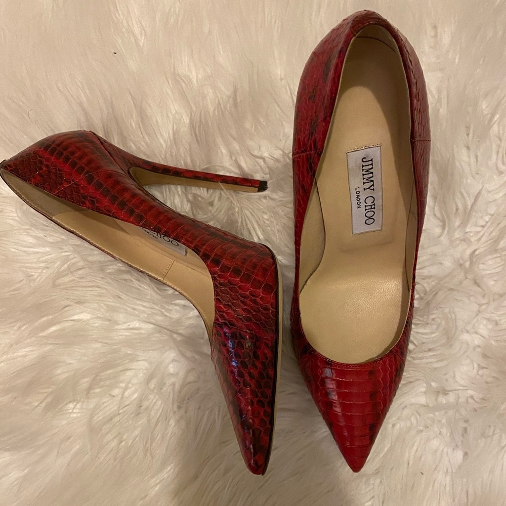 Red snake skin Jimmy Choo Stilettos